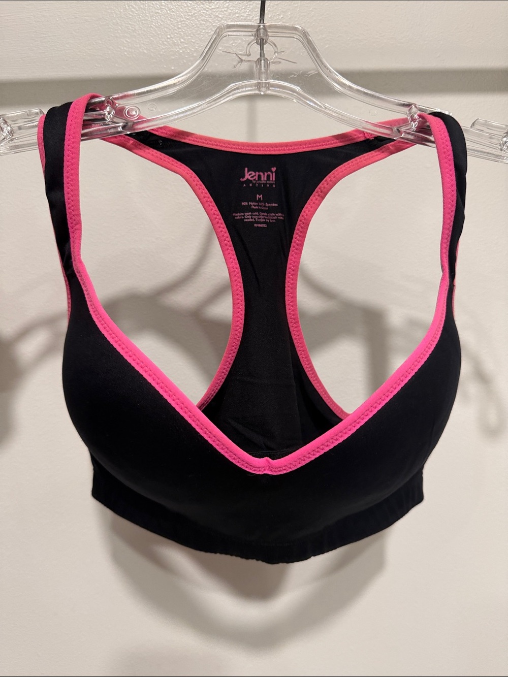 Jenni Black Sports Bra with Hot Pink Trim